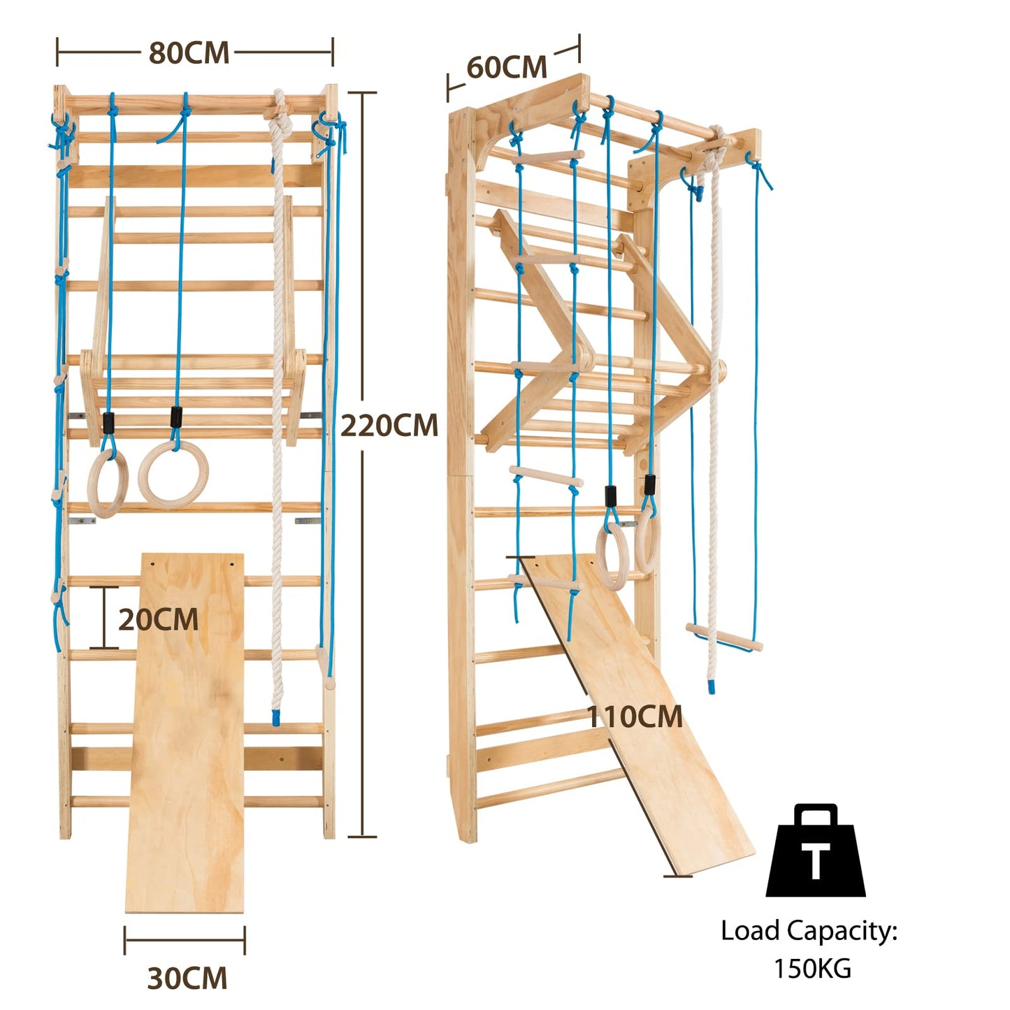 Wooden Rung Wall Climbing Wall Gymnastic Wall for Family