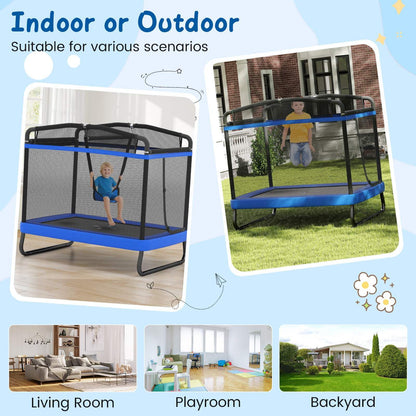 6 FT Kids Trampoline with Swing and Horizontal Bar