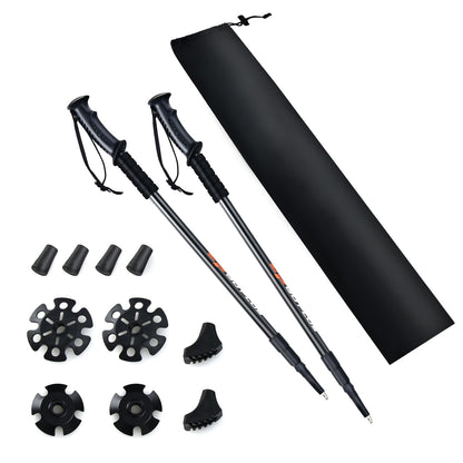 2 Pack Extending Trekking Poles Anti-Shock Length Adjustable Walking Hiking Climbing Sticks