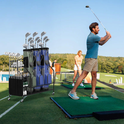 3 Golf Bag Stand for Clubs with Lockable Wheels