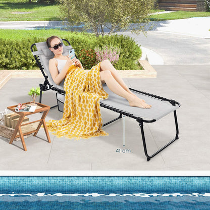 Patio Folding Chaise Lounge Oversized Portable Lay Flat Reclining Chair