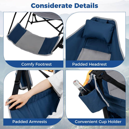 Oversized Hammock Camping Chair with Footrest for Adults with Cup Holder