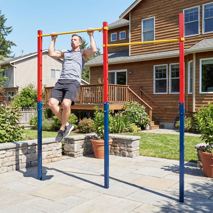 220 kg In-Ground Pull Up Bar with 5 Adjustable Heights and Anchors