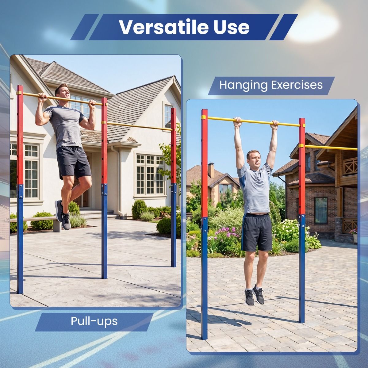 220 kg In-Ground Pull Up Bar with 5 Adjustable Heights and Anchors