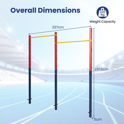 220 kg In-Ground Pull Up Bar with 5 Adjustable Heights and Anchors