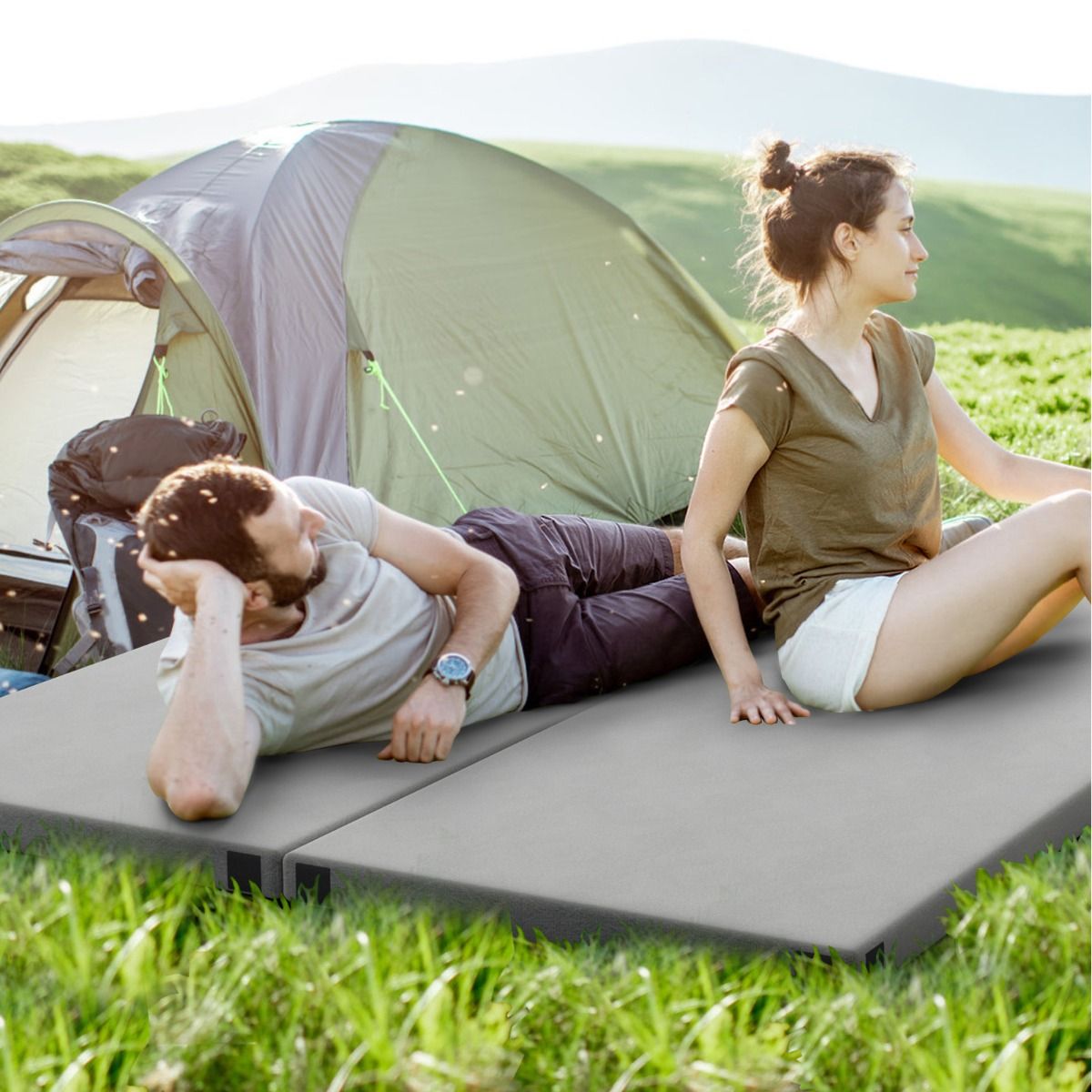 Indoor outdoor Foldable Camping Mattress High density foam Cushion