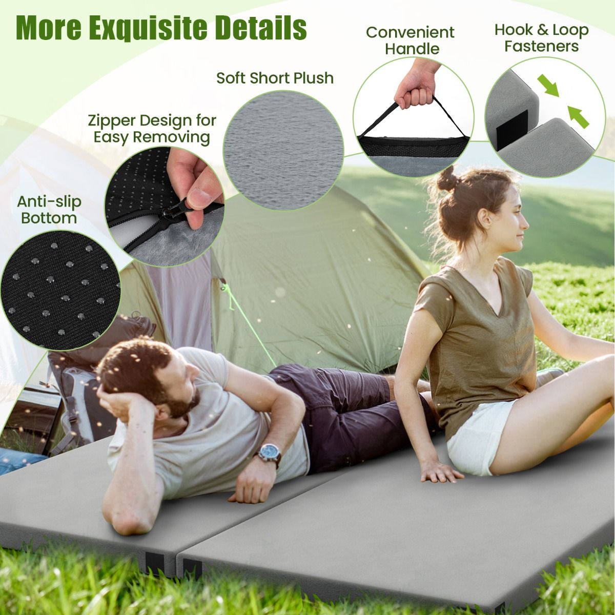 Indoor outdoor Foldable Camping Mattress High density foam Cushion
