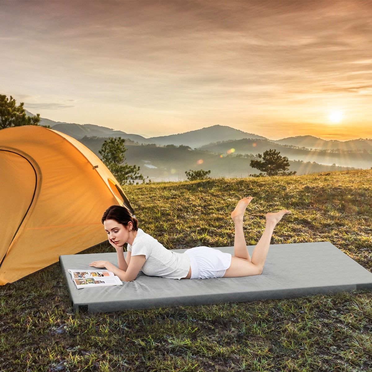 Indoor outdoor Foldable Camping Mattress High density foam Cushion