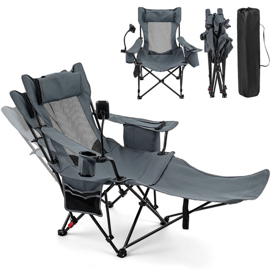 2-in-1 Camping Chair with Detachable Footrest and 3-Level Backrest