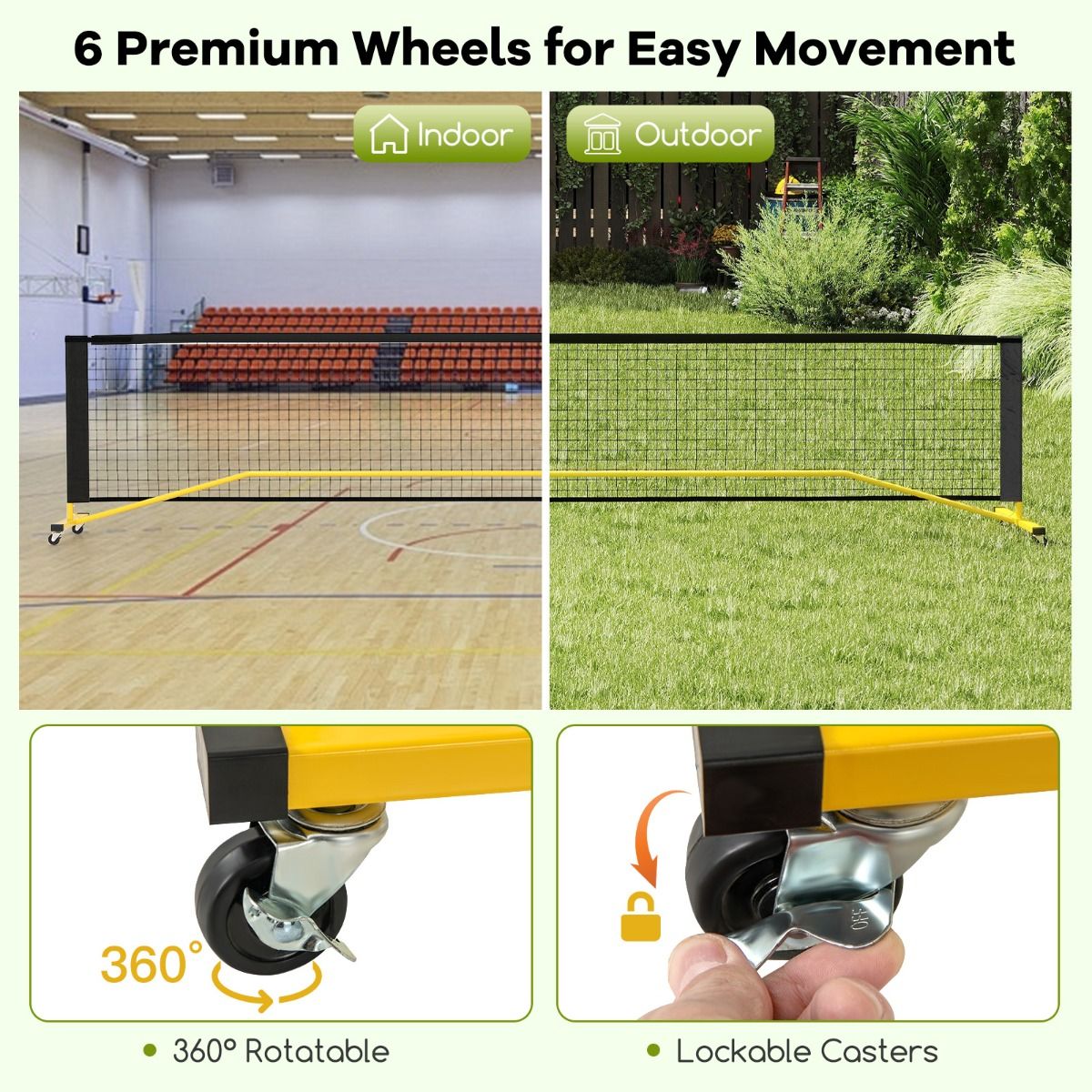 Pickle Ball Net System with Metal Frame and Wear-resistant Net