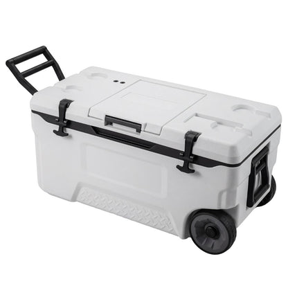 70 L Rolling Cooler with Molded Design and Wheels for Fishing Camping
