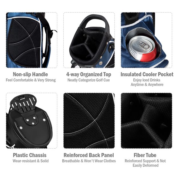 Ultra Lightweight Golf Bag with 4-Way Top Dividers for Golf Course & Travel