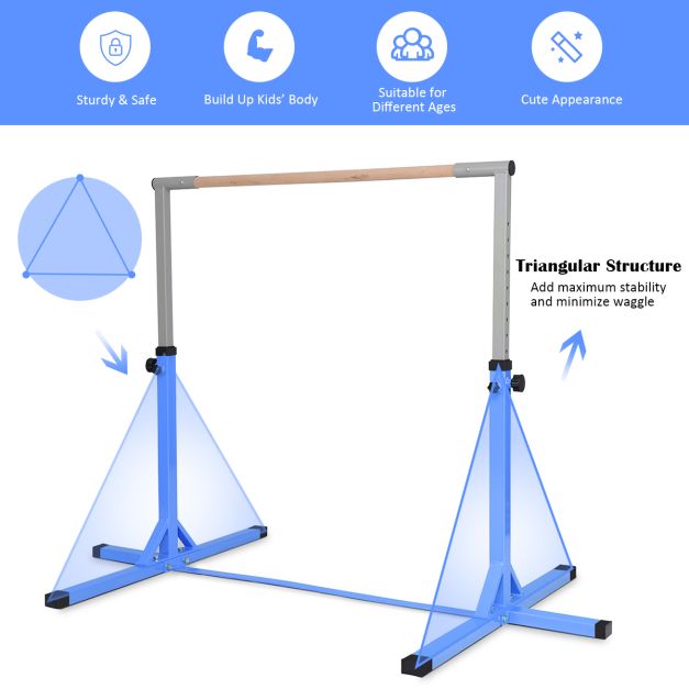 Adjustable 90CM-150CM Gymnastics Training Bar with Non-slipping Rubber Pads