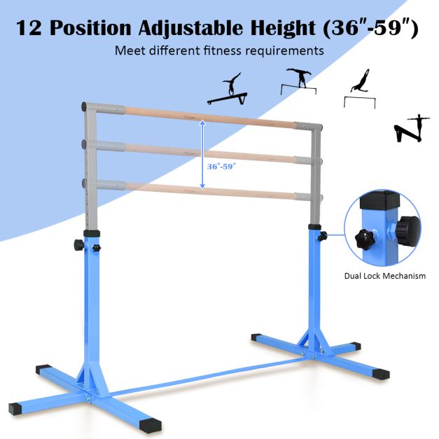 Adjustable 90CM-150CM Gymnastics Training Bar with Non-slipping Rubber Pads
