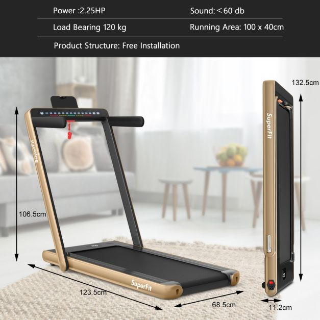 2 in 1 Folding Treadmill with Dual LED Display for Home & Office