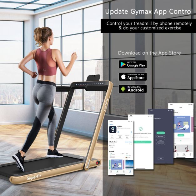 2 in 1 Folding Treadmill with Dual LED Display for Home & Office