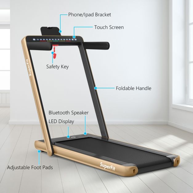 2 in 1 Folding Treadmill with Dual LED Display for Home & Office