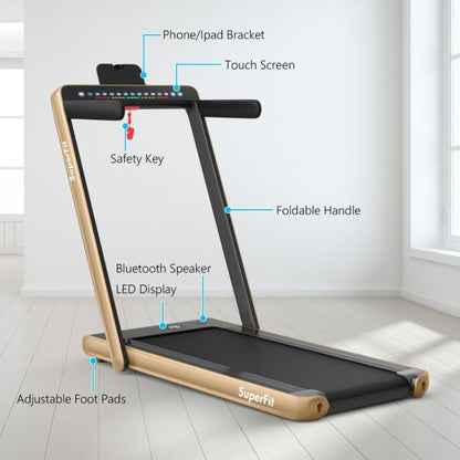 2 in 1 Folding Treadmill with Dual LED Display for Home & Office