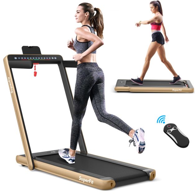 2 in 1 Folding Treadmill with Dual LED Display for Home & Office