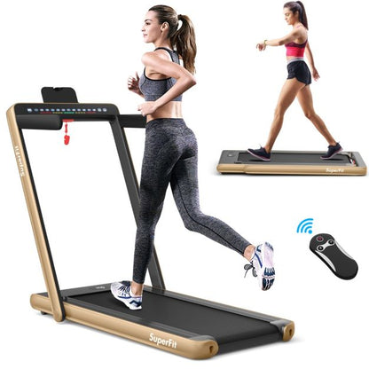 2 in 1 Folding Treadmill with Dual LED Display for Home & Office