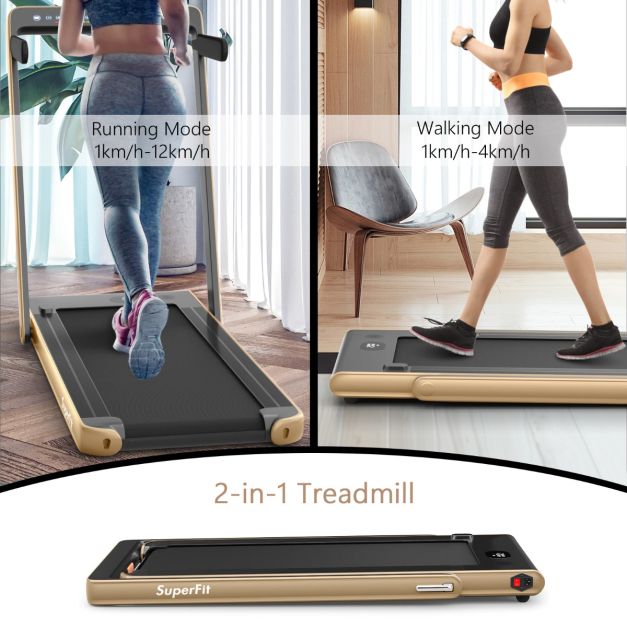 2 in 1 Folding Treadmill with Dual LED Display for Home & Office