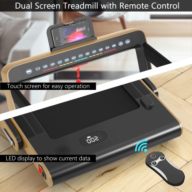 2 in 1 Folding Treadmill with Dual LED Display for Home & Office