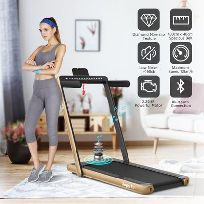 2 in 1 Folding Treadmill with Dual LED Display for Home & Office