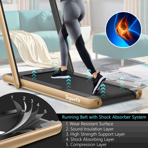 2 in 1 Folding Treadmill with Dual LED Display for Home & Office