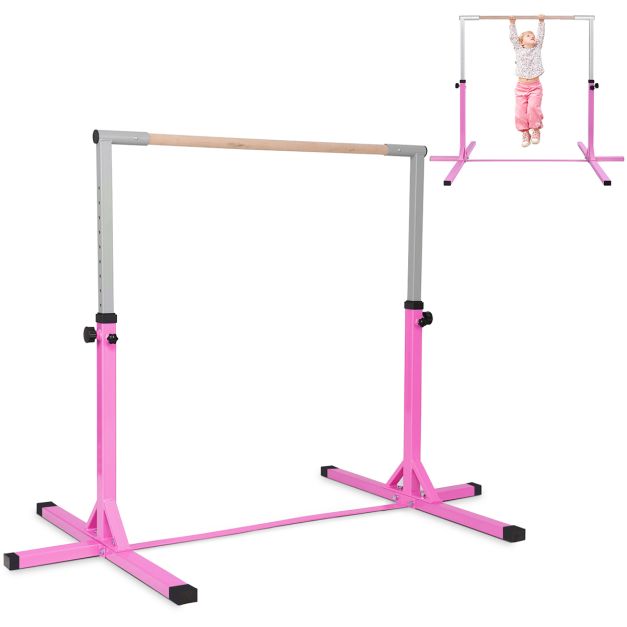 Adjustable 90CM-150CM Gymnastics Training Bar with Non-slipping Rubber Pads
