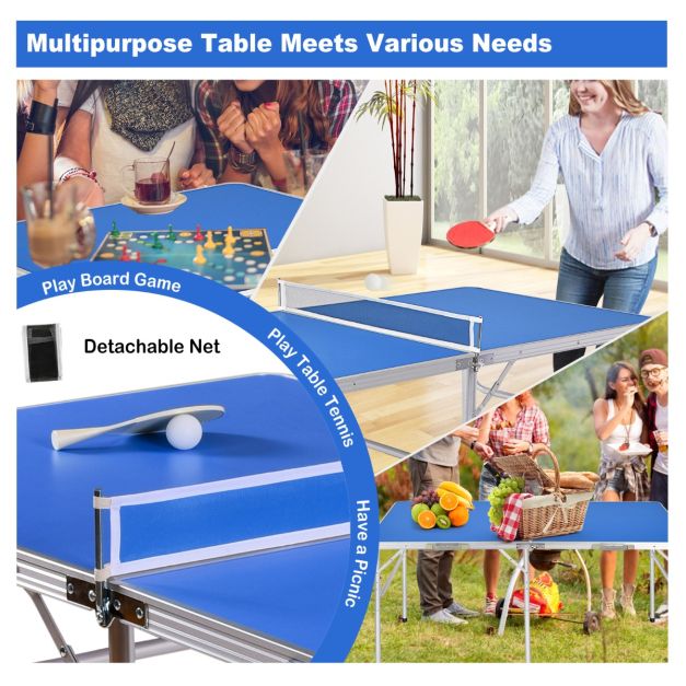 Portable Folding Table Tennis Table with 2 Paddles and Balls for Outdoor/Indoor Use