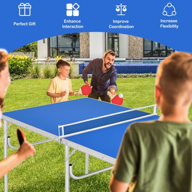 Portable Folding Table Tennis Table with 2 Paddles and Balls for Outdoor/Indoor Use