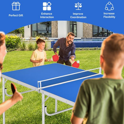 Portable Folding Table Tennis Table with 2 Paddles and Balls for Outdoor/Indoor Use