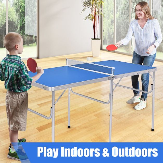 Portable Folding Table Tennis Table with 2 Paddles and Balls for Outdoor/Indoor Use