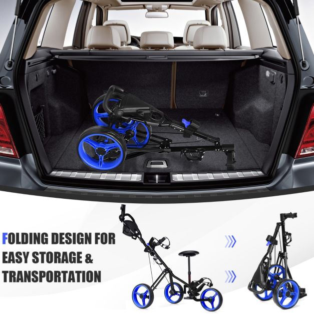 3-Wheel Folding Golf Push Cart