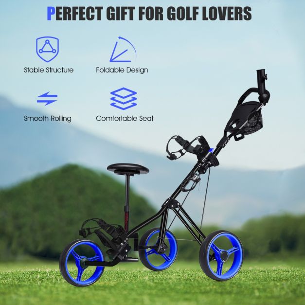 3-Wheel Folding Golf Push Cart