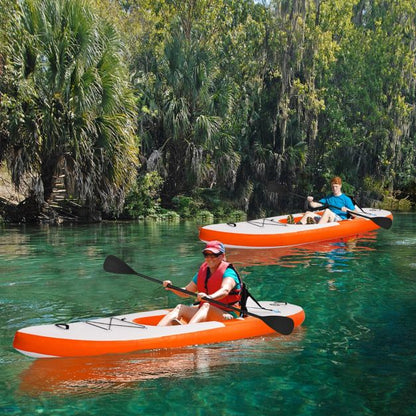 Inflatable Kayak with Adjustable Aluminum Oars for 1 Person