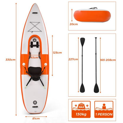 Inflatable Kayak with Adjustable Aluminum Oars for 1 Person