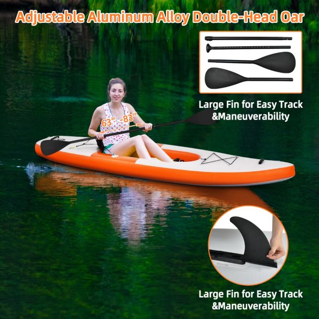 Inflatable Kayak with Adjustable Aluminum Oars for 1 Person