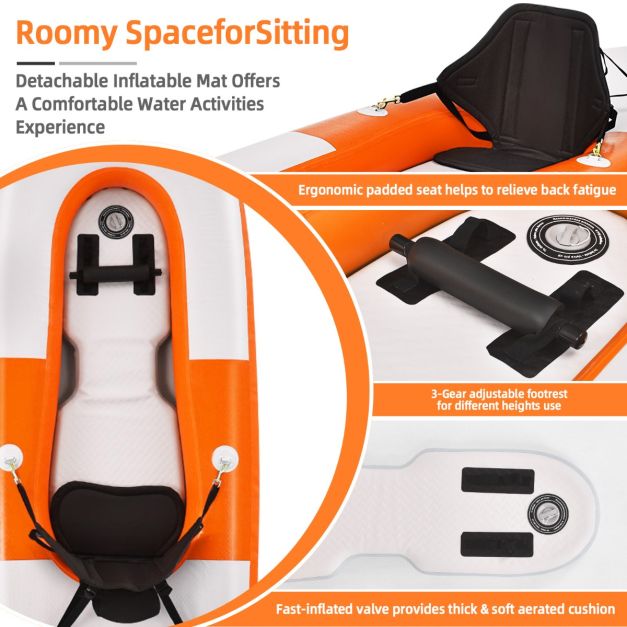 Inflatable Kayak with Adjustable Aluminum Oars for 1 Person