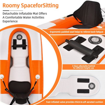 Inflatable Kayak with Adjustable Aluminum Oars for 1 Person