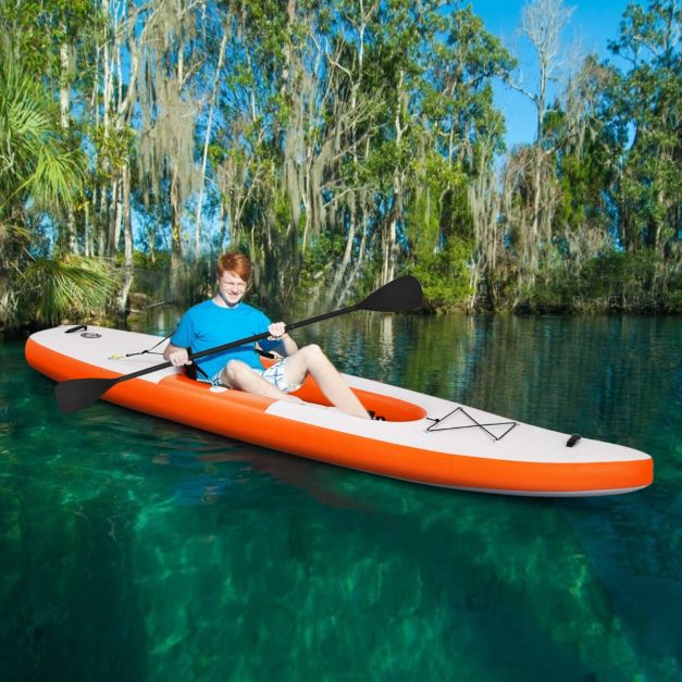 Inflatable Kayak with Adjustable Aluminum Oars for 1 Person