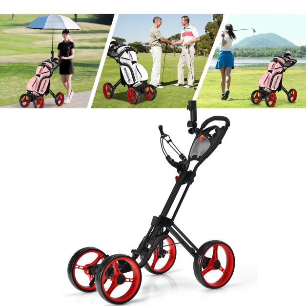 4 Wheels Aluminum Golf Push Pull Cart