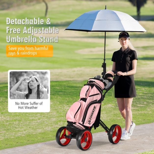 4 Wheels Aluminum Golf Push Pull Cart