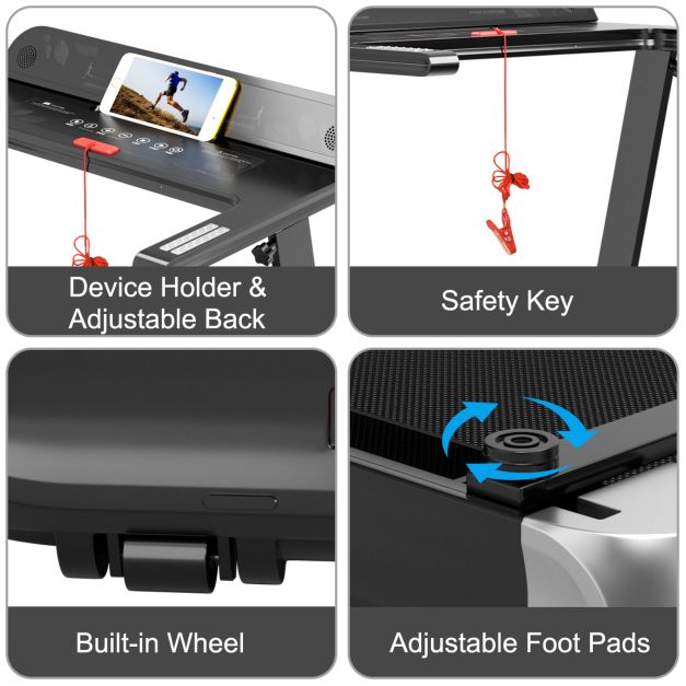 Folding Electric Treadmill with 12 Preset Programs & App Control for Home