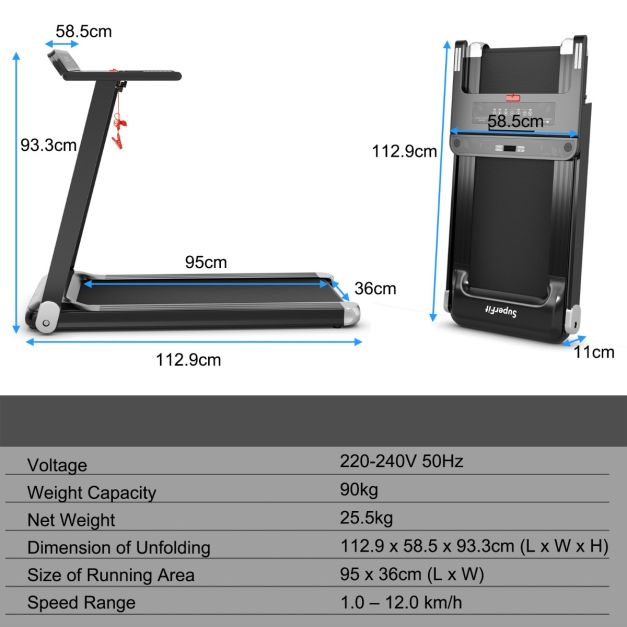 Folding Electric Treadmill with 12 Preset Programs & App Control for Home
