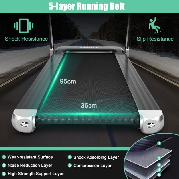 Folding Electric Treadmill with 12 Preset Programs & App Control for Home