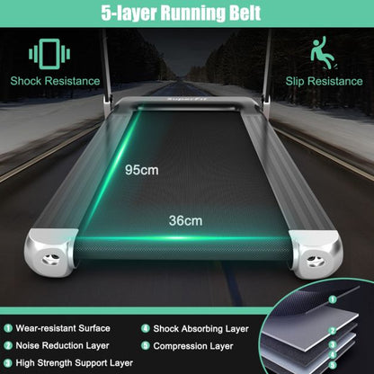 Folding Electric Treadmill with 12 Preset Programs & App Control for Home