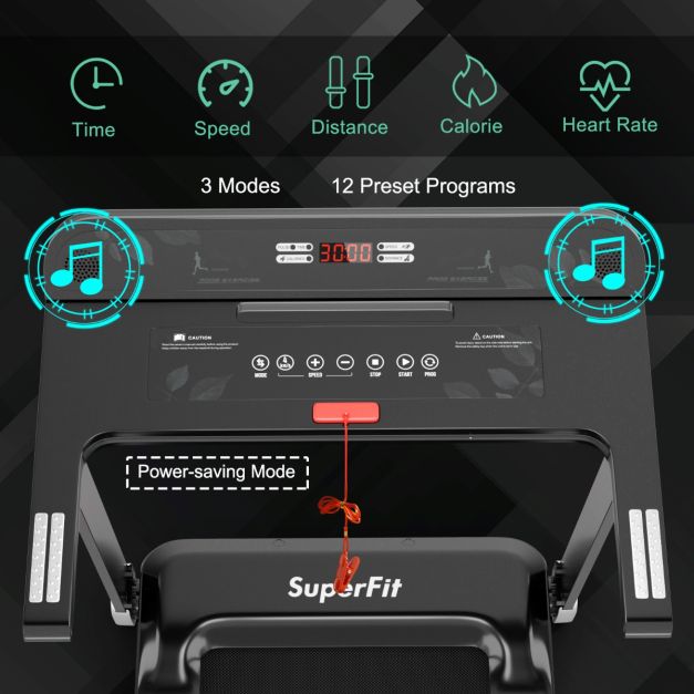 Folding Electric Treadmill with 12 Preset Programs & App Control for Home
