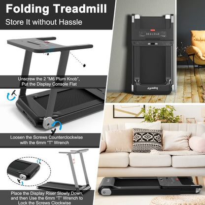 Folding Electric Treadmill with 12 Preset Programs & App Control for Home
