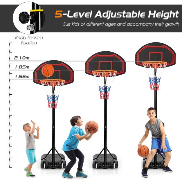 Basketball Hoop for Kids with 5-Level Heights for Indoor & Outdoor